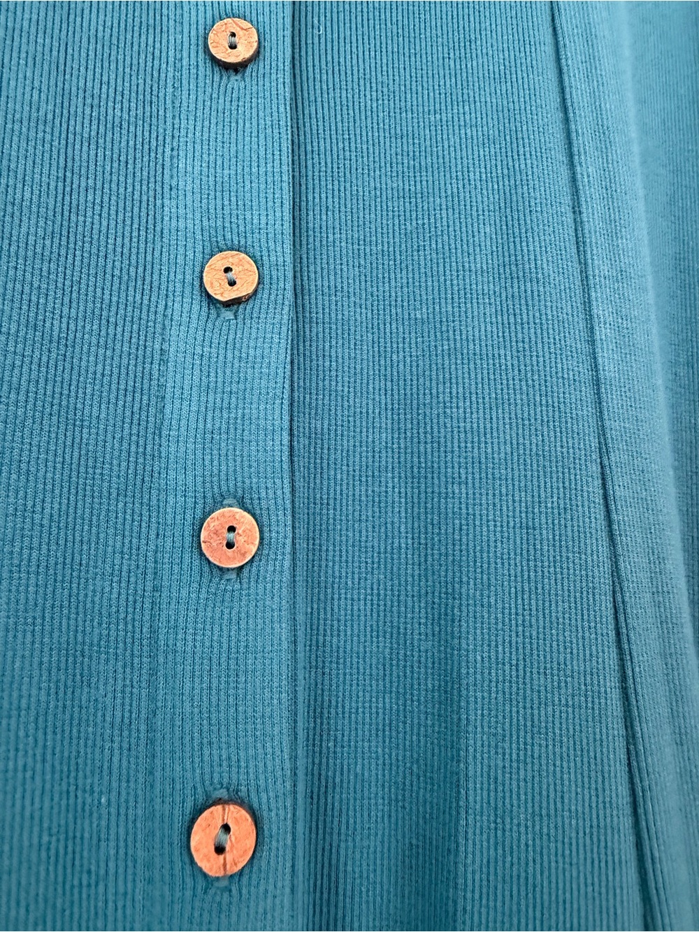 Roxy Teal Ribbed Short-Sleeve Button-Front Top - Picture 3 of 4